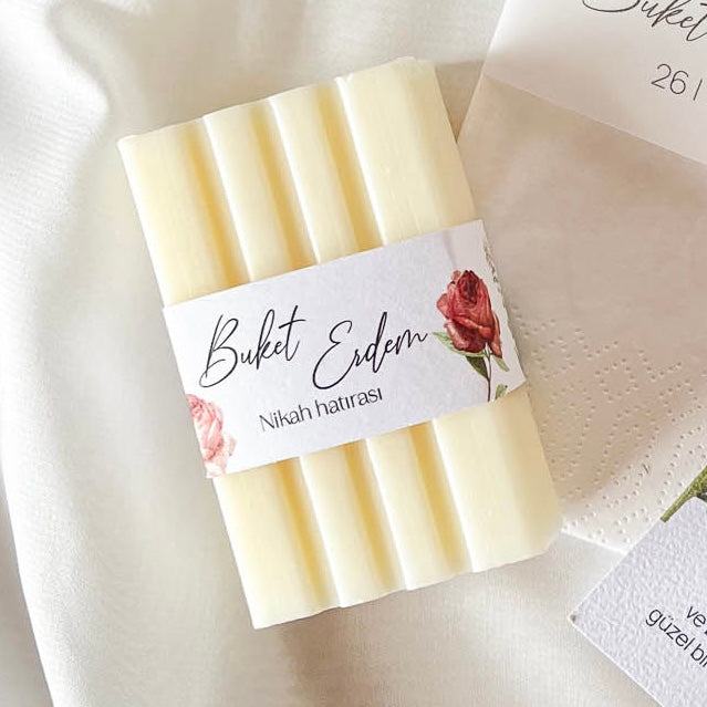 Seifen-Gastgeschenk mit Banderole | Rote Rose