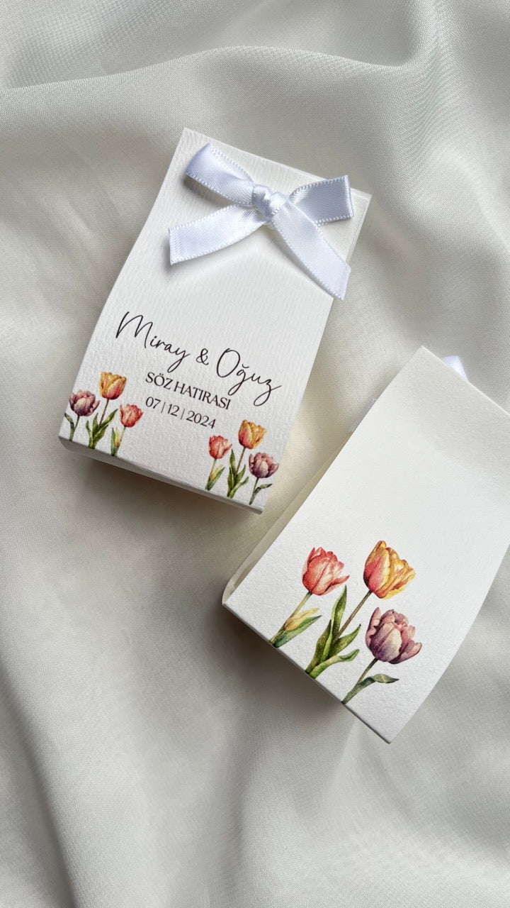 Bubble-Kerzen mit Banderole | Tulpen bunt
